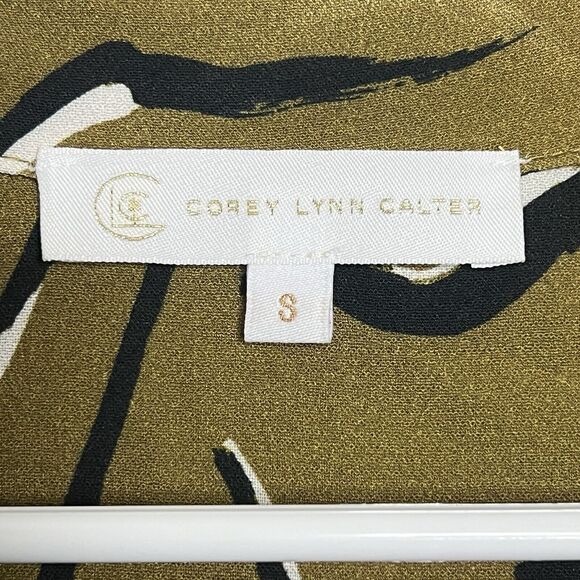 Anthropologie Corey Lynn Calter Olive Zebra Shirt Dress MIDI Office Small B20 - Picture 6 of 6